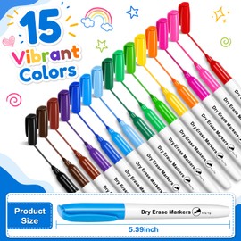 V-Opitos 30 Pack Fine Tip Dry Erase Markers - Bulk Whiteboard Erasable Markers in 15 Colors, Ideal for School Classroom Office Supplies, Non-Toxic & Easy Clean for White board