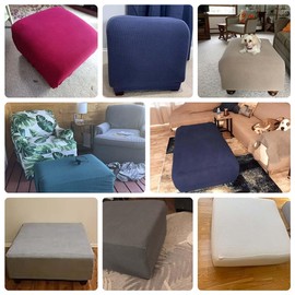 Ottoman Covers Slipcover, Ottoman Cover Rectangle, Ottoman Protector Cover for Foot Stool Footrest Furniture Stretch Spandex Fabric (Color : #9, Size : 90x90cm/36x36in)
