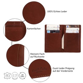 Gusti Otto Leather Card Holder Wallet Credit Card Holder Business Card Holder Leather, dark brown, Retro