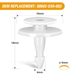 GOOACC 50pcs Cowl Retainer Cowl Vent Clip for Acura Honda 90602-SX0-003 MDX Civic Insight Odyssey 1995-on White Nylon