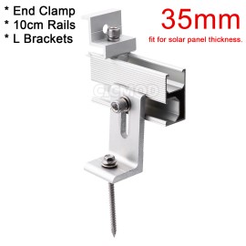 CICMOD Adjustable Solar Panel Mounting Brackets Kit Roof Mount for 1-4 Pcs Solar Panels - Universal - 35mm End Clamp Kit, 1x 35mm End clamp Kit