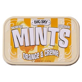 Big Sky Sugar Free Mints Orange & Cream | Sugarfree, No Artificial Colors or Flavors | Kosher Certified, Vegan, Gluten Free | Aspartame & Xylitol Free | 50 Count Tin (Pack of 6)