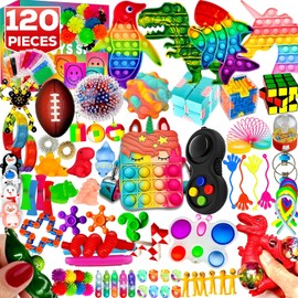 Paquete de 120 piezas de juguetes para inquietos, juego de regalos de fiesta sensoriales Pop para niños, adultos, niños, niñas, relleno de calcetines, para autistas, a granel, relleno de bolsas de