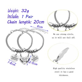 AGR8T 2pcs Mother Daughter Bracelets Broken Heart Double Family Gifts Jewelry Set For Women Girl Stainless Steel
