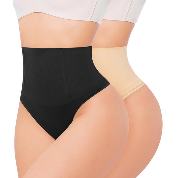 Nebility Thong Shapewear for Women Tummy Control Knickers High Waist