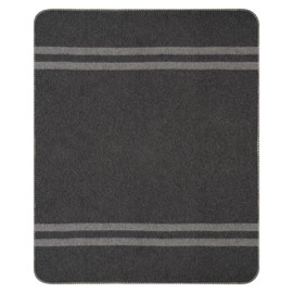 Thick Alpaca Wool Blanket – Heavyweight Alpaca Wool Blanket for Camping Outdoors or Using Indoors | Soft Peruvian Alpaca Wool Blankets (Dark Gray - Soft Gray Stripes, Travel Size)