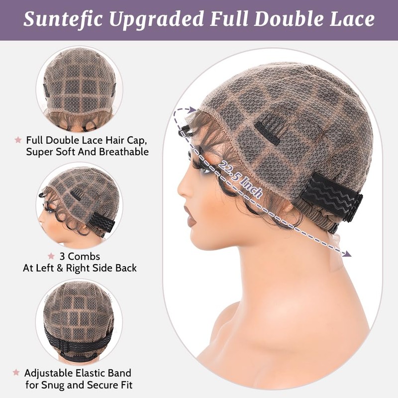 Suntefic Braided Wig Cap With Baby Hair Crochet Wig Cap