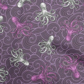 oneOone Cotton Poplin Purple Fabric Sea DIY Clothing Quilting Fabric Print Fabric by Yard 56 Inch Wide