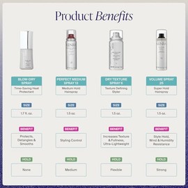 Kenra Professional Travel Kit | Includes Volume, Blow-Dry, Dry Texture & Perfect Medium Hair Spray | Adds Shine, Body, Protects, Smooths | 4 pc Haircare Set