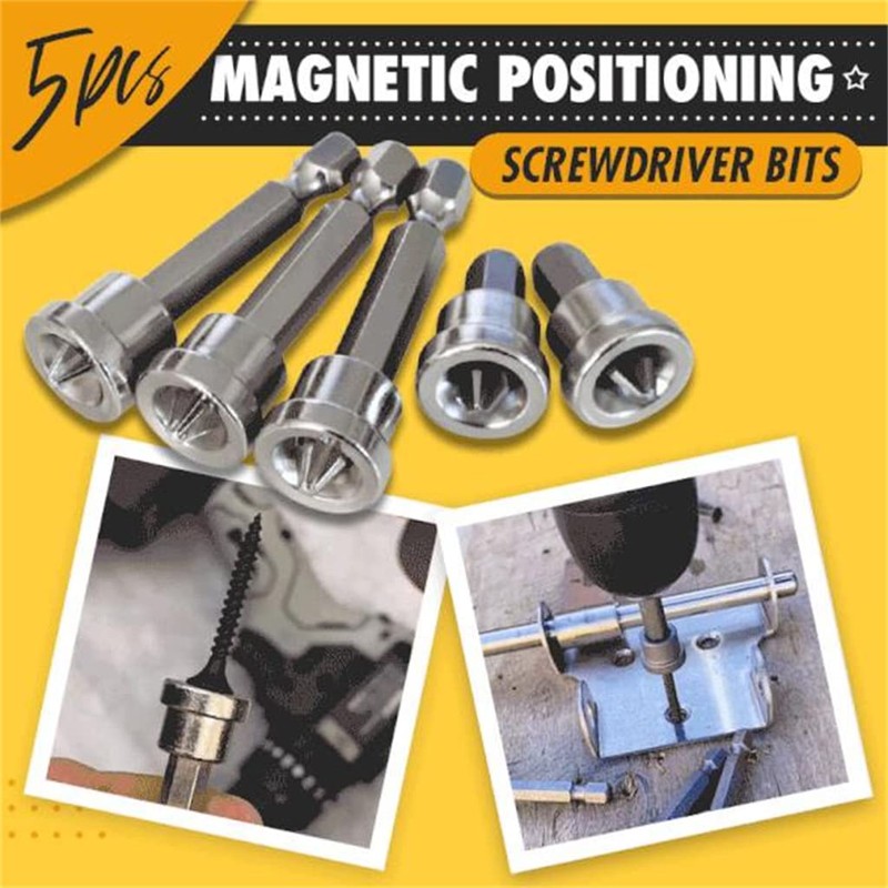 Teursa 5pcs Set Magnetic Positioning Screwdriver Bits Drywall Screw Setter