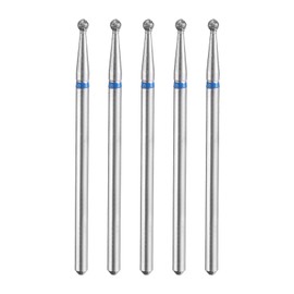 sourcing map 5pcs 120-140 Grits Diamond Grinding Bit 2mm Ball Head 2.35mm Shank 2mm Length Stone Sanding Drill Bits Rotary Tool for Ceramic Glass Nails Grinding Polishing