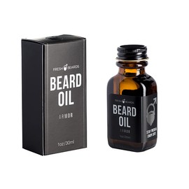 Fresh Beards Armor Beard Oil - Sandalwood, Bourbon, and Amber Fragrance - Scented Mens Beard and Mustache Oil - Soothing Anti-Itch Moisturizer & Softener for Dandruff Prevention and Healthy Beard Growth