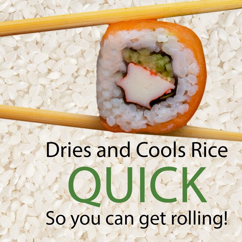 BambooMN 10.6" Hangiri Oke Sushi Rice Cooling Bowl/Tub with 5