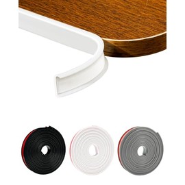 Banda de borde en forma de U, borde de chapa autoadhesiva de 16.4 pies, protector flexible de borde y esquina de TPE para gabinete, muebles, encimera (0.8 pulgadas, blanco), FBT-WHE-20mmX5M
