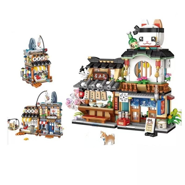 xinchen721 LOZ mini Blocks Kids Building Bricks Boys Toys Puzzle Girls Gift Japanese Snack Bar Figure Model 1231 1232 (1232-No box)