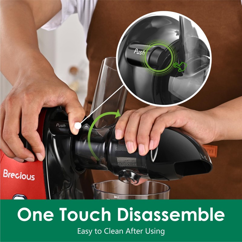Slow Masticating Juicer,Brecious Cold Press Juicers with 2 Speed Modes