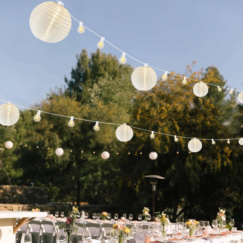 Pallerina 25Ft White Lantern String Lights with 10pcs G40 LED