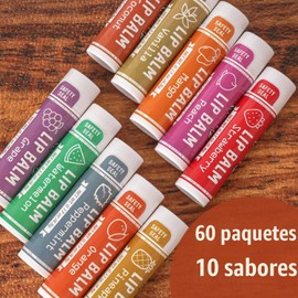 AZEN- Paquete de 60 bálsamos labiales, bálsamos labiales naturales a granel, producto para el cuidado de los labios, bálsamo labial hidratante para labios secos y agrietados