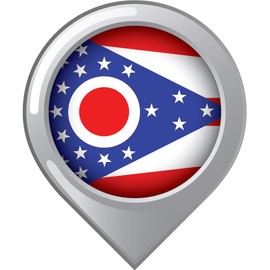 Customola Ohio State Flag Sticker Bumber Sticker Decal 4.5"x3.5" (Small) or 6"x5" (Large) - 4 x 11.5 inc.