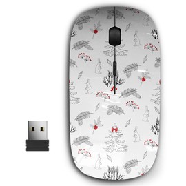 KAWAMOUSE 2.4G Ergonomic Portable USB Wireless Mouse for PC, Laptop, Computer, Notebook with Nano Receiver (Christmas Forest Hand)