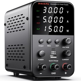 DC Power Supply Variable, 32V 5A Adjustable Switching Regulated DC Bench Power Supply with Intelligent Charging Mode, 18W USB Interface, Precision Encoder Knob
