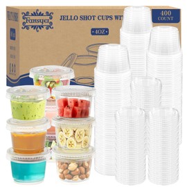 Fansyer 400 Sets - 4 oz Disposable Plastic Portion Cups with Lids, Stackable Souffle Jello Shot Cups, Small Condiment Containers with Lids for Meal Prep, Sauce, Salad Dressing, Snacks - BPA-Free