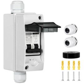 MINGSONG DC Solar Panels Disconnect Switch 50 Amp AC Circuit Breaker Box 400V 2 Poles IP65 Waterproof UV-Proof Outdoor Small Breaker Box for Solar PV Homes