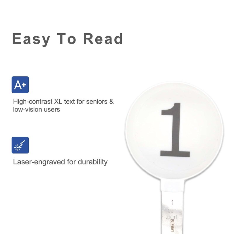 BLEWAY Easy to Read Measuring Cups & Spoons Set for