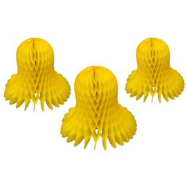 Yellow Honeycomb Tissue Bell Decorations, Set of 3 (15 inch, 11 inch, 9 inch)