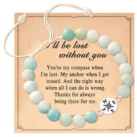 Nhemeylp Anxiety Bracelet for Women, Natural Stone Crystal Bracelet Adjustable Healing Bracelets for Women with Inspirational Card, Birthday Gifts for Women Women Teen Friends Christmas, Geen