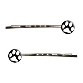 Graphics and More Paw Print White on Black Bobby Pins Barrettes Hair Styling Clips