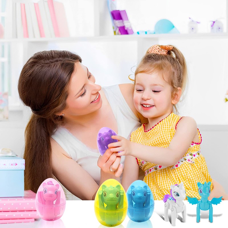 KATELUO Easter Eggs Toys, Plastic Eggs Easter, 4 Pieces Filled