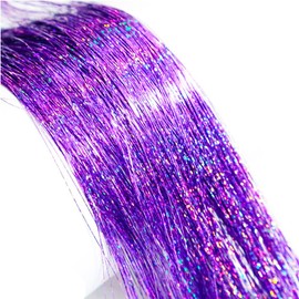 47" Holographic Hair Tinsel Kit Shining Purple Professional Sparkle Heat-Resistant Silk Extensions,Hair Accessories for Girls, Party Hair, Gifts for Girls (1000 Strands, Shining Purple)