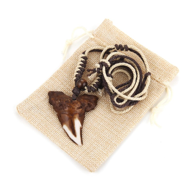 HZMAN Hawaiian Shark Teeth Resin Pendant - Adjustable Cord Surfer