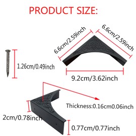Metal Corner Protector, 4 Pcs Antique Edge Safety Guard Cabinet Furniture Corner Bumpers,Table Corner Protectors,Cover Damaged Corners on Coffee Table (Black)