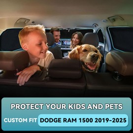 Sun Shades for Dodge RAM 1500 2019-2025 Windshield Sunshade Accessories Full Window Shades Front Rear Side Window Covers Fixed with Inserts Sun Visor Blocker Privacy Car Keep Car Cool 6 PCS