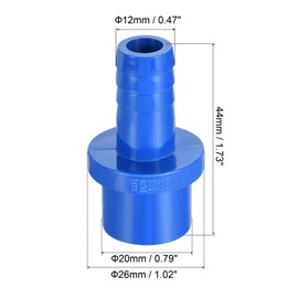 sourcing map PVC Pipe Fitting 12mm Barbed x 20mm OD Spigot Straight Tube Adapter Hose Quick Connector, Blue Pack of 2