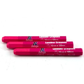 Zeluga 4.7in. x 0.47in. Hex Shape Industrial Lumber Marking Crayons for Clear and Permanent Markings, Pink 12 Pack