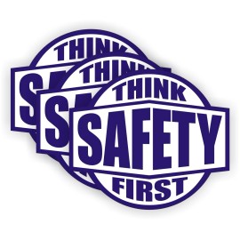Unbranded/Generic 3pcs Blue Think Safety First Hard Hat Decals Helmet Stickers Label Foreman Boss