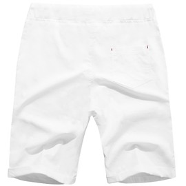 Boisouey Men's Linen Casual Classic Fit Short Summer Beach Shorts White M