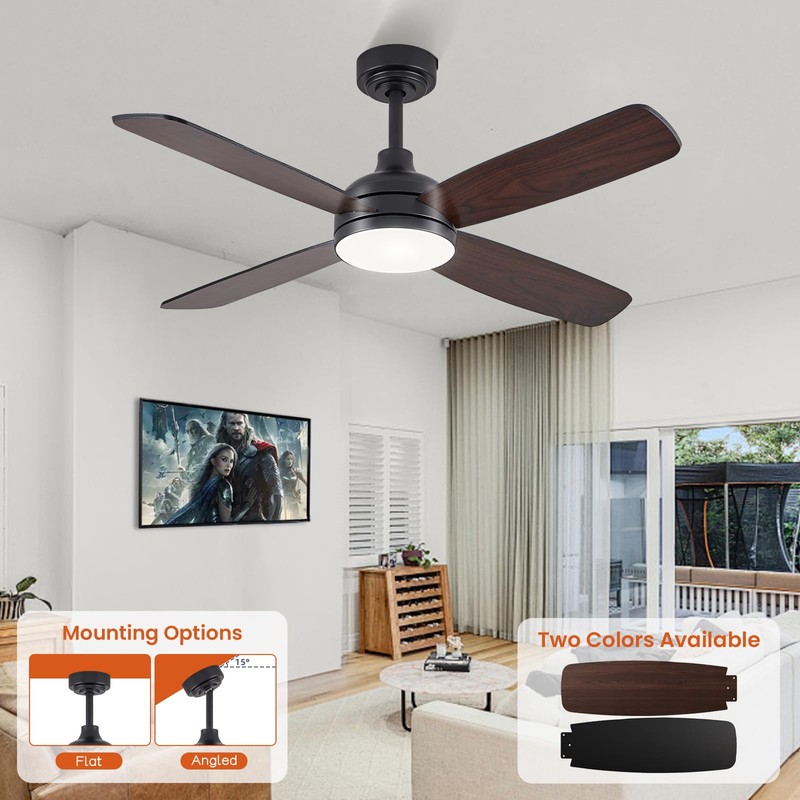 SILVER SWAN 42" Ceiling Fans with Lights, Low Profile Ceiling