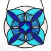 Round Geometric Blue Stained Glass Window Hanging Panel Light Catcher