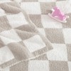 WRENSONGE Checkered Throw Blanket, Taupe Microfiber Soft Cozy Fluffy Warm