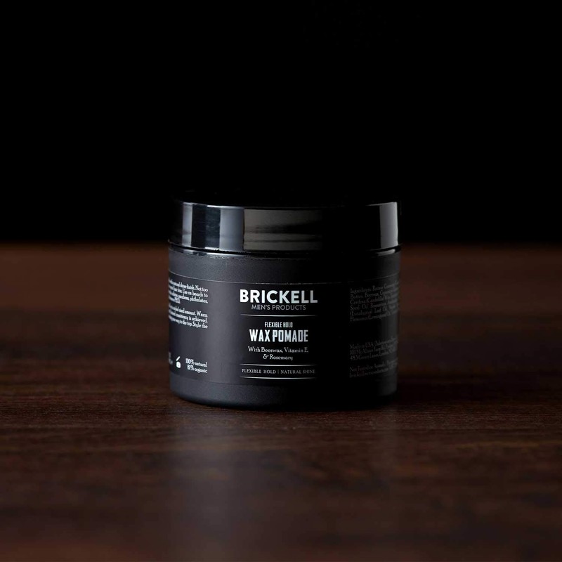 Brickell Men's Flexible Hold Wax Pomade for Men, Natural and