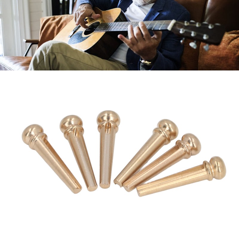 6PCS Guitar Bridge Pin Copper Acoustic Guitar Bridge Pins Peg