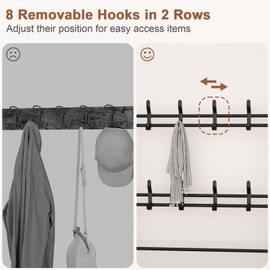 darsun Entryway Coat Rack, Shoe Rack for Entryway, Coat Rack Freestanding with 4-Tier Storage Shelves and 8 Double Hooks, for Living Room, Bathroom, Hallway, 80CM/31.5 IN