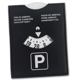 pubblimania Parking Disc Maxi Parking Space Arrival Time Made of Soft Faux Leather Soft Touch cm 10 x 13 cm (Black)