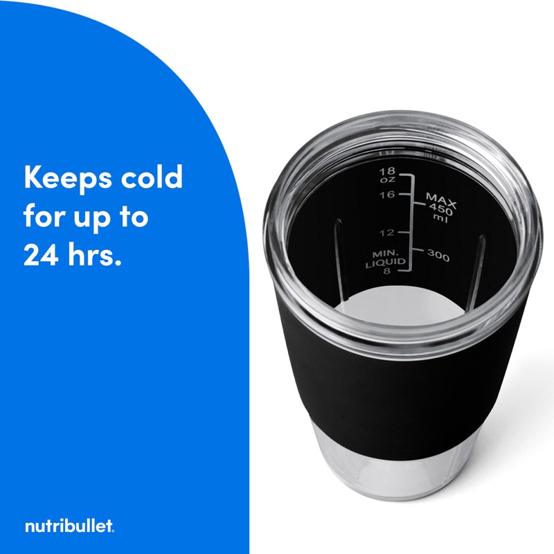 nutribullet Flip Portable Blender with Tritan Cup, Cordless, Black, NBPB10350