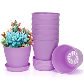 Bchjatk 8 Pcs Flower Pots,Succulent Pots,3.8" Pots for Planting.Plastic Pots for Plants,Pots for Indoor Plants,Flower Pots for Indoor Plants,Garden Pots,Herb Garden Planter,Mini Pots for Plants
