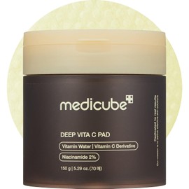 medicube Toner Pads Deep Vita C - Almohadilla de tóner facial para tono de piel desigual y textura, vitamina agua y 3 tipos de vitaminas, almohadilla de hidratación profunda y rejuvenecedora, cuidado de la piel coreano, 70 almohadillas (paquete de 1)